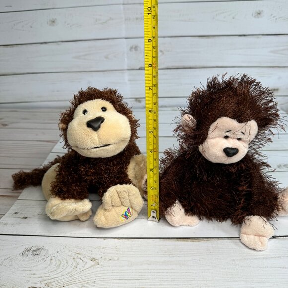 Pair Of Ganz Cheeky Monkey 7" Plush Toys - Brown & Tan - Soft Stuffed Animals - Picture 9 of 10